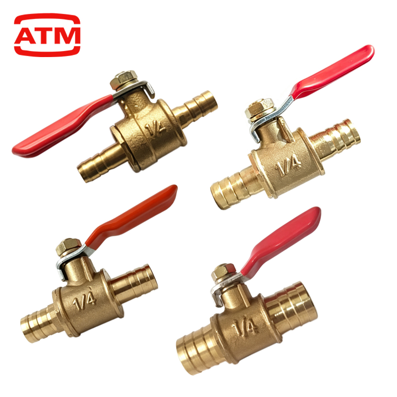 Spoke Nipple Brass - 小さな赤いハンドル付き真鍮製遮断ボールバルブ、6mm 8mm 10mm 12mm バーブホースコネクター（水、空気、燃料、ガス、油用）