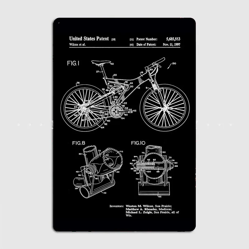 マウンテンバイク特許発明家ホワイトレトロポスターメタルサイン - Mountain Biking Europe のレビューと価格